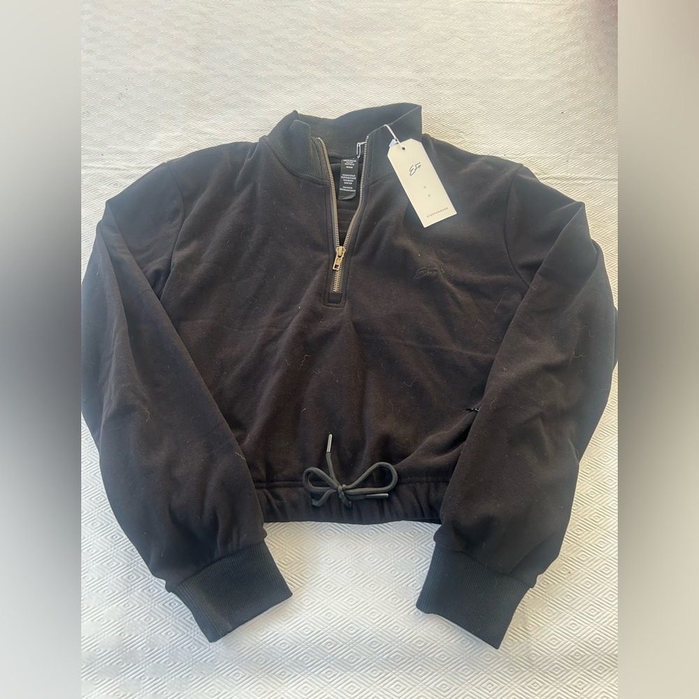 Ever Forward cropped faux suede zipped pullover